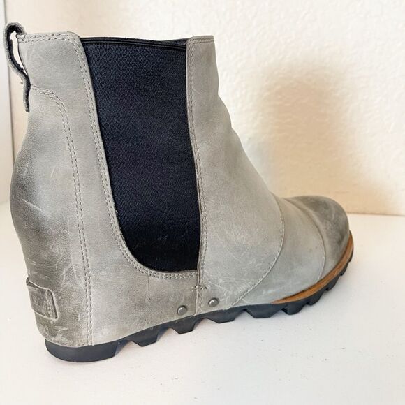 Sorel Lea Wedge Boots Joan of Arctic Chelsea Taupe Grey Tan and Black 8.5 - Picture 11 of 15